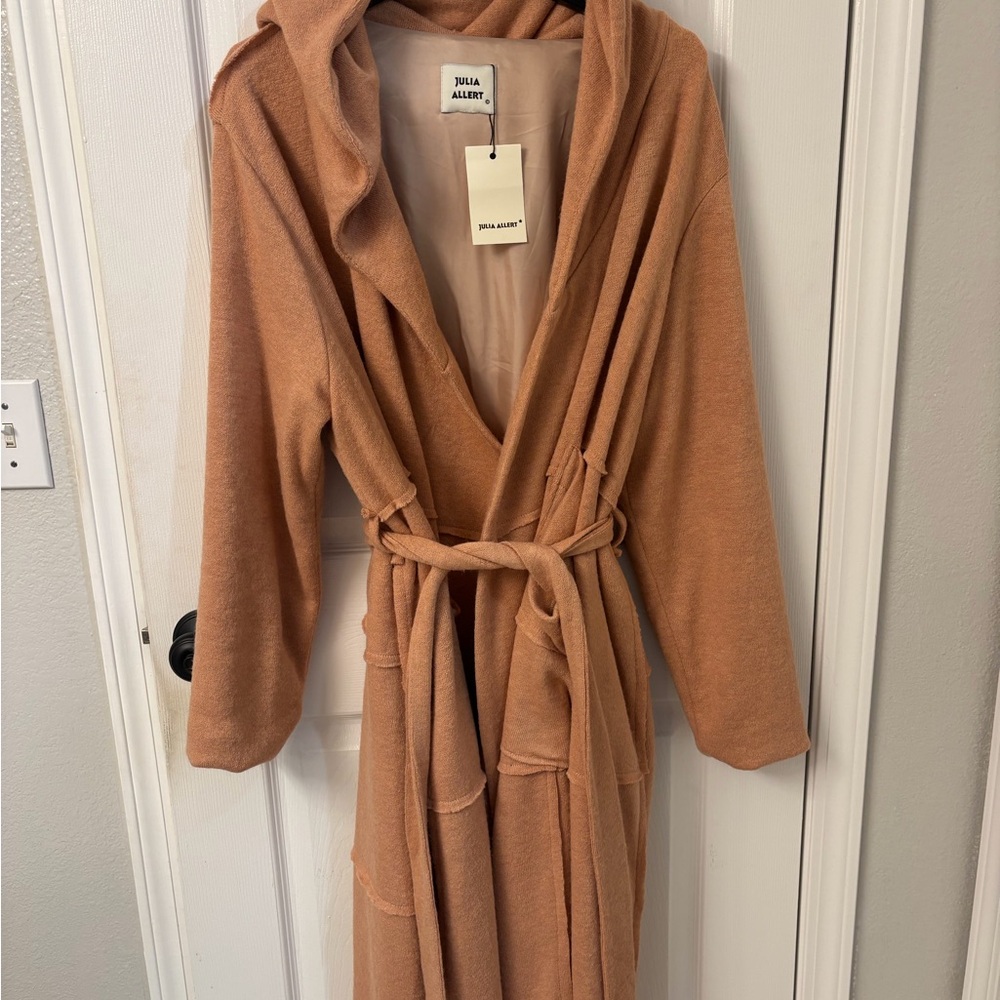 Julia Allert Wool lined cardigan with hood. New. Size L/XL